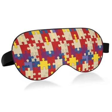 Imagem de Burbuja Peças coloridas de quebra-cabeça máscara de dormir para mulheres e homens, máscara de olhos refrescante para dormir lateral com alça elástica ajustável para viagens