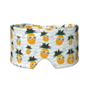 Imagem de Linda máscara para dormir com estampa de abacaxi para olhos e orelhas, respirável, ajustável, blecaute, venda, confortável