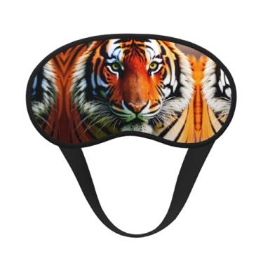Imagem de Máscara de dormir blecaute com estampa de listras de tigre laranja máscara para os olhos com luz macia para dormir meditação viagem ioga