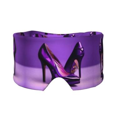 Imagem de Elegante salto alto roxo com estampa de batom máscara para dormir para olhos e orelhas, respirável, ajustável, blecaute, venda, confortável
