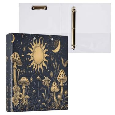 Imagem de STAYTOP Organizador de fichário redondo sol e lua, fichário de 3 anéis com prancheta (carta A4), fichário fofo para material de escritório escolar