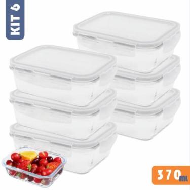 Imagem de Kit 6 Potes de Vidro 370ml com Tampa Hermética e Anel de Silicone 4 Tr