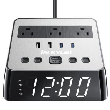 Imagem de Alarm Clock Power Strip JACKYLED Charger 4.8A com portas USB
