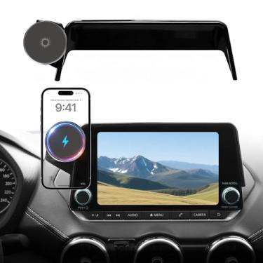Imagem de Suporte de telefone para Nissan Rogue (2021-2024 2025, tela de 8 polegadas) / Altima (2019-25) / Sentra (2020-25), carregador sem fio de 15W, suporte magnético para telefone, 360°, com caixa de