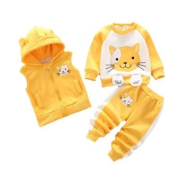 Imagem de Conjunto De Roupa Com Capuz De Fleece Para Bebês Meninos E Meninas, 3 