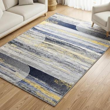 Imagem de Muddy Mat Horizon Tapetes laváveis de 0,9 m x 1,5 m para sala de estar, quarto e sala de jantar – Tapete moderno macio e antiderrapante – Tapetes dobráveis à prova d'água para animais de estimação