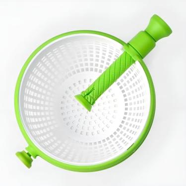 Imagem de Secador de Salada Centrífugo com Cabo Giratório, Verde e Branco, Material PP/ABS, 39,5x21,5x12,5cm, Sistema de Drenagem Eficiente, Base Antiderrapante
