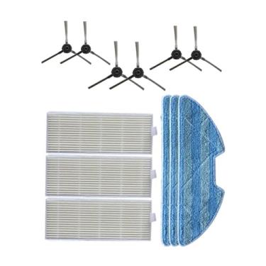 Imagem de Escova lateral, rolo principal e filtro HEPA para aspirador de pó, pano de limpeza, compatível com peças de reposição para aspirador robô Rovus.(Light green)