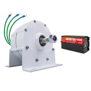 Imagem de 24v,HUIZHITENGDA Gerador de Íman Permanente 4000W 12V-220V de Baixas Rotações com Base, Alternadores AC com Inversor de Potência, Gerador Sem Engrenagens Adequado para Energia Eólica/Hídrica