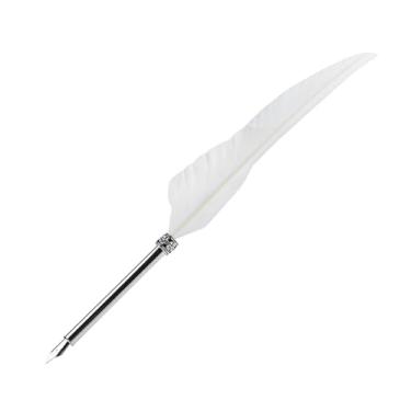 Imagem de GOWENIC Caneta de Penas Estilo Europeu Com Caixa de Presente para Caderno de Couro, para Escrita de Caligrafia Bonita, Ideal para Professores e Artistas (Branco)