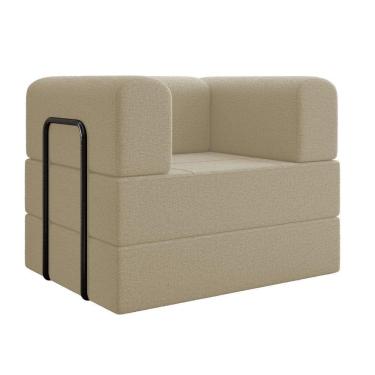 Imagem de Poltrona Decorativa Japão Modular Sala Linho Para Sala linho Bege