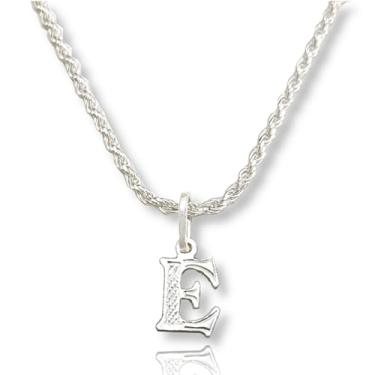 Imagem de Colar Cordão Baiano Prata Maciça 925 C/Pingente Letra (E)