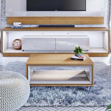 Imagem de Rack ópera 2.2 Off White Com Nature E Espelho - Imcal Móveis