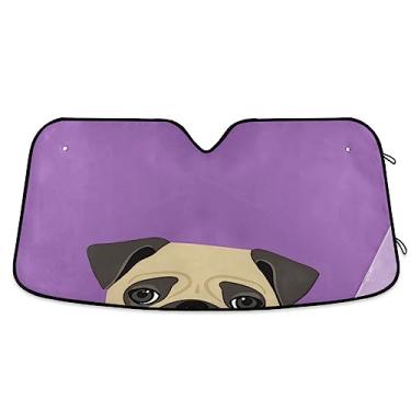 Imagem de Sonda de desenho animado Bulldog Persianas de janela de carro para-brisa frontal, para-sol retrátil para para-brisa, proteção UV para carro