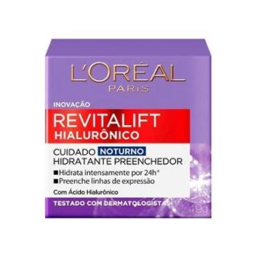 Imagem de Creme Hidratante Facial Antirrugas Revitalift Hialurônico Loreal Paris NOTURNO - 49 G-Unissex