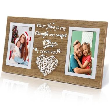 Imagem de ZEEYUAN Moldura dupla de 10 x 15 cm para pendurar na parede, para presente de mãe, avó, porta-retratos de pai para pai de filha/filho