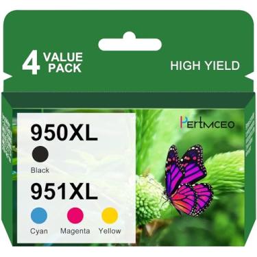 Imagem de Tinta 8600 para HP 950XL 951XL cartuchos de tinta de substituição para HP 950 951 tinta compatível com HP OfficeJet Pro 8610 8600 8620 8100 8630 8625 8615 8660 276dw 251dw impressora (preto, ciano