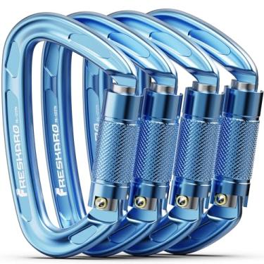 Imagem de FresKaro Mosquetão De Escalada De 4 Polegadas, Mosquetões Com Travamento Automático De 25 Kn Certificados Pela Uiaa, Feitos De Alumínio 7075, Leves, Sem Ferrugem E Resistentes, Para Rapel, Caminhada