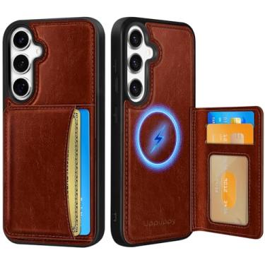 Imagem de Uppuppy Capa para Samsung Galaxy S25 Plus/S24 Plus com carteira - Compatível com MagSafe Cute Women Girls Couro Estético Titular Cartão de Crédito Capa de Telefone para S25Plus/S24Plus, Marrom