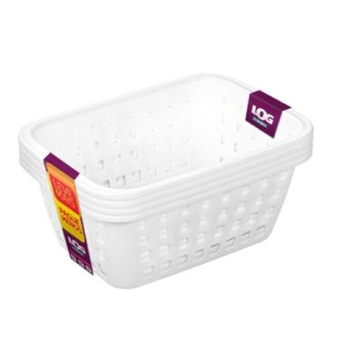 Imagem de Kit Cesto Organizador Plástico com Furação Branco 3L Leve 4 Pague 3 Lo