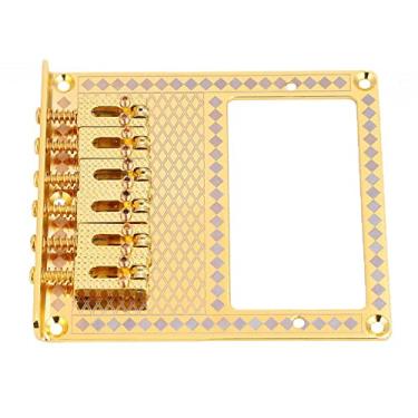 Imagem de Yunseity Montagem de Captador Humbucker de Ponte de Sela de Rolo de Metal Preciso para Guitarra ST Rolos de Trabalho Suave para Harmônicos, Fácil Instalação para Guitarristas Com Acessórios, (Ouro)