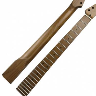 Imagem de Roasted Flame Maple Electric Guitar Neck 22 Stainless Steel Frets Bone Nut Dual Action Truss Rod Replacement Part DIY
