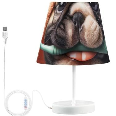 Imagem de TSENQUE Candeeiro de mesa personalizado fofo buldogue filhote de cachorro bonito lâmpadas de cabeceira LED para mesinhas noturnas recarregáveis por USB lâmpadas decorativas para quarto de crianças