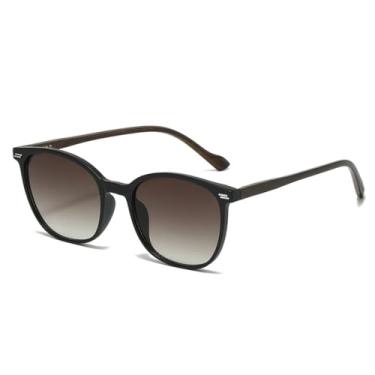 Imagem de HCHES Óculos de Sol Femininos de Luxo com Estampa de Leopardo Oval, Estilo Retrô, com Lentes Degradê e Rebites, Proteção UV400 (Preto e Marrom)