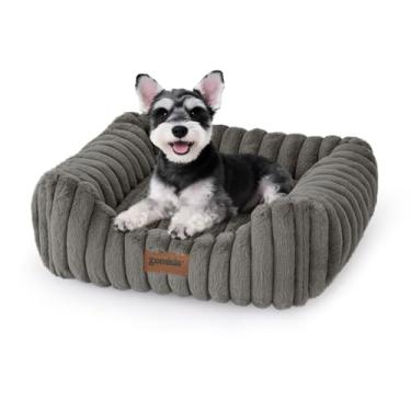 Imagem de ZOMISIA Camas de cachorro pequeno para cães pequenos - camas laváveis para gatos internos, cama retangular ortopédica para filhotes com capa removível fofa, 51 x 48 x 18 cm, cinza