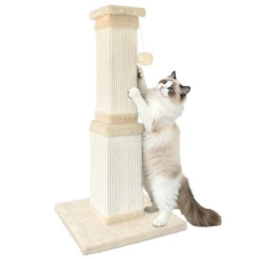 Imagem de AGYM Poste arranhador de gatos de 81 cm de altura para gatos grandes, arranhador para gatos em ambientes internos e adultos, arranhador de sisal resistente para proteger móveis, bege