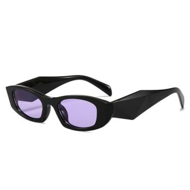 Imagem de Óculos de Sol UV400 - Olho de Gato, Hastes Largas, Estampa de Leopardo, Armação Pequena, para Homens e Mulheres, Esportes ao Ar Livre, Corrida, Ciclismo, Preto e Roxo