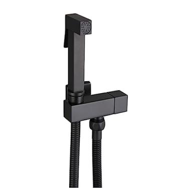 Imagem de Pulverizador de bidê para vaso sanitário, acessório de chuveiro de bidê, kit de pulverizador de bidê para vaso sanitário, descarga de reforço de vaso sanitário de cobre completo, preto B (preto a)
