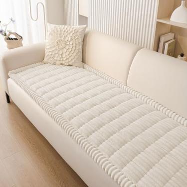 Imagem de Smiry Capa de sofá para cães lavável, antiderrapante e felpuda para sofá de 3 almofadas, compatível com animais de estimação, capa protetora de almofada grossa e macia (branca, 70 x 180 cm)