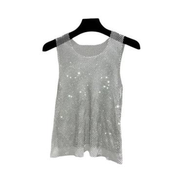 Imagem de Camiseta De Verão Y2K Para Mulheres Com Brilho De Diamante, Camisa De 