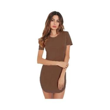 Imagem de Vestido Mini Justo De Verão Para Mulheres, Manga Curta, Decote Redondo