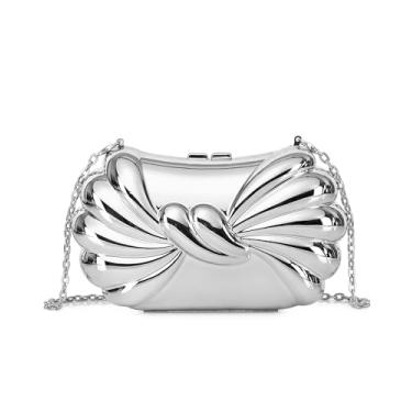 Imagem de Labair Bolsa clutch de acrílico, formato único, metálica, bolsa de ombro transversal para festa de casamento casual., Prata - A, Small