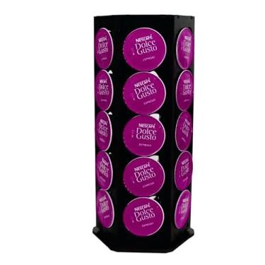 Imagem de Porta Capsulas Compátivel Suporte para Café Dolce G Preto Cantinho do Café Organização , D Gusto 30 Capsulas Preta Giratória Armazenamento Pouco Espaço