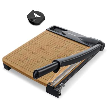 Imagem de Cortador de papel de guilhotina de madeira de 30,5 cm, aparador de papel de base de madeira resistente com capacidade de 12 a 16 folhas para sala de aula, artesanato, cartolina, projetos de arte