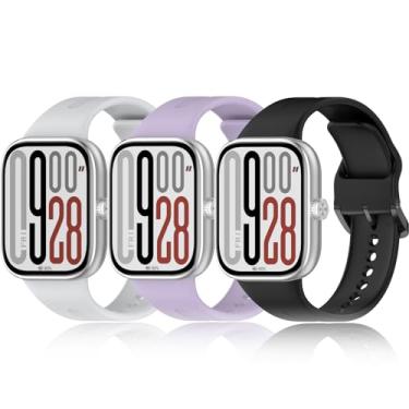 Imagem de Pulseiras para smartwatch Redmi Watch 5 para mulheres e homens, [3 unidades] pulseiras de substituição de silicone macio compatíveis com Xiaomi Watch 5 (preta, cinza claro, roxo claro)
