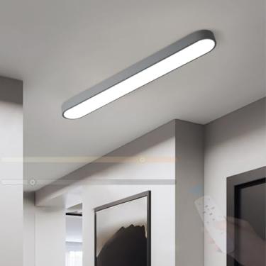 Imagem de GZZBMY LED Lâmpada de Teto com Controle Remoto Lâmpada de Teto Regulável Moderna Minimalista Metal Iluminação de Teto Interior para Quarto Sala de Estar Cozinha Sala de Jantar 3000 K-6500 K (Cinza, 1