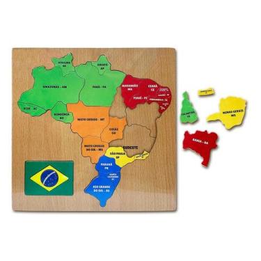 Imagem de Jogo Montar Mapa Do Brasil Mdf Estados Educativo Geografia - Dm Toys