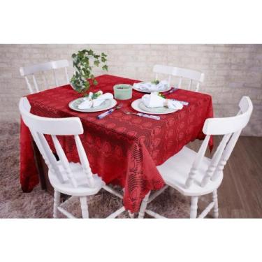 Imagem de Toalha de Mesa Renda Quadrada 140x140m Para 4 Lugares - JCM, Vermelho