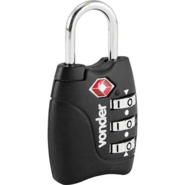 Imagem de Cadeado com Segredo 3 Algarismo TSA Preto Vonder