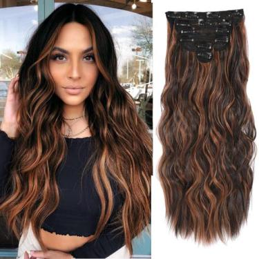 Imagem de Extensões de cabelo NAYOO Clip em 50 cm de comprimento, ondulado, ruiv