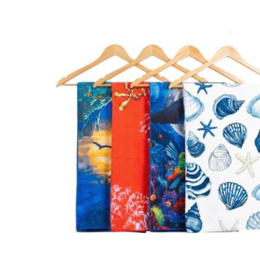 Imagem de Toalhas de Praia Conjunto 4 Unidades, 1,40m x70cm Textura Aveludada, para Piscina e Banho, Ideal para Família com Estampas aleatório(2,SORTIDA)