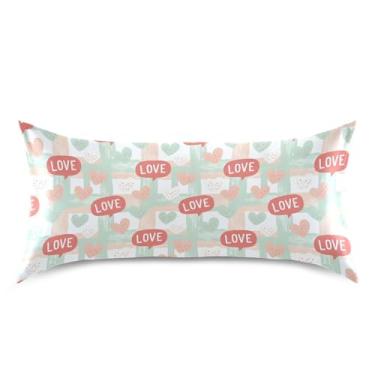 Imagem de Wassud Fronha de cetim xadrez Love Hearts para cabelo e pele fronhas de seda lisa king size respiráveis com fecho de envelope