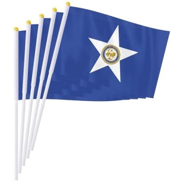 Imagem de PTEROSAUR Conjunto de bandeiras portáteis Houston City, 14 x 20 cm, mini bandeira Houston para desfiles, festas, celebrações e decoração de casa (pacote com 50)