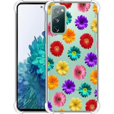 Imagem de GlamCase Capa para Samsung Galaxy S20 FE 5G, capa para Samsung S20 FE 2022 / 4G - estampa multicolorida de margarida com design impresso slim fit transparente à prova de choque para Samsung S20 FE 5G
