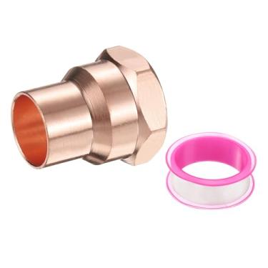 Imagem de PATIKIL Adaptador fêmea NPT de 5/20.3 cm x 1/5.1 cm, com conexão C x m Conexões de adaptador de tubo de cobre Conectores de tubos roscados para HVAC residencial comercial