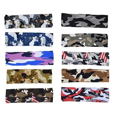 Imagem de CUOFYUNL 10pcs Banda Diferentes Cores Camuflagem Elástica Suor Tecido Absorvente Tiaras Para Esportes Correndo Fitness